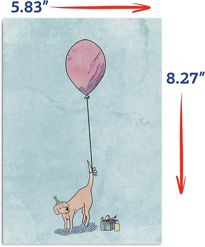 Poochie Post Edible Birthday Greeting Card for Dogs, Bacon-Flavored Dog Treat Birthday Gift with Edible Ink Pen, "Balloon" Design, Gluten & Grain Free, Made in USA
