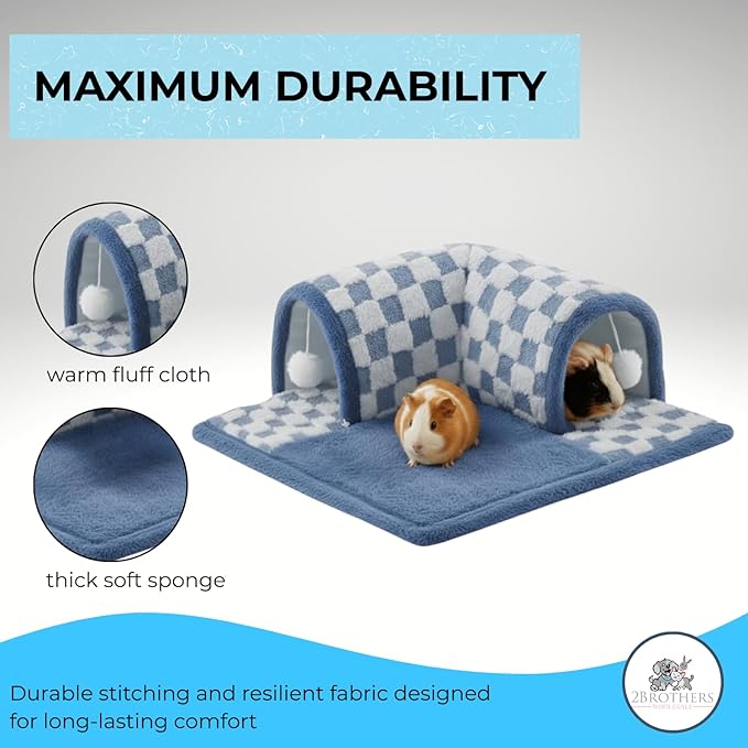 Guinea Pig Tunnel Bed – Fleece Hideout & Cozy Bed for Small Pets, Soft Washable Small Animal House and Bedding Alternative Tunnel for Guinea Pigs, Rabbits, Hamsters & Ferrets (Yellow)