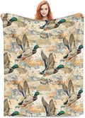 Mallard Ducks Blanket Gifts for Women Men Adults Duck Lovers, Wildlife Plush Fleece Throw Blankets, Cozy Soft Warm Bedding Decor for Sofa Living Room Travel 60"x80"
