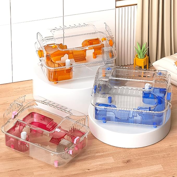 8-in-1 Dwarf Hamster Cage, No Assembly Full Transparent, Small Desktop/Breeding/Nursery Cage, 19.69×14.17×12.6 in,Fits Small Space/Kid’s Room, for Dwarf & Baby Hamsters