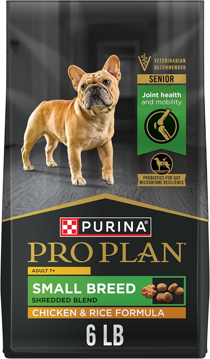 Purina Pro Plan Small Breed 7 Plus Shredded Blend Chicken and Rice Formula Senior Dog Food, 6 lb Bag, High Protein, Supports Joint Health