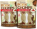 Pork Chomps Dog Chews, 4-inch Crunchy Bones, Bacon Flavor, 2 Count (Pack of 2)