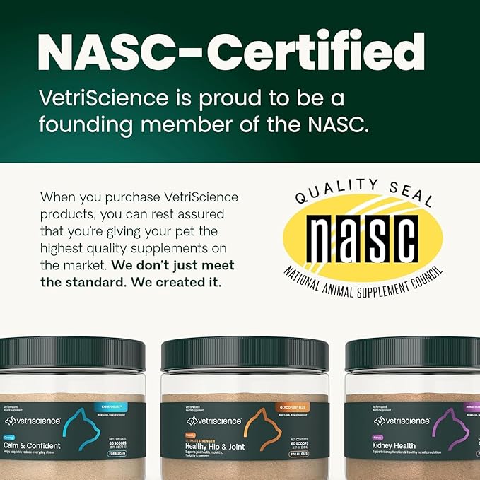 VetriScience Ultimate Strength Healthy Hip & Joint Powder, GlycoFlex Glucosamine, Chondroitin and Green Lipped Mussels Joint Supplement for Cats, Cheese & Chicken, 60 Scoops