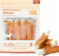 Dog Treats Chews, Chicken Wrapped Rawhide Sticks - Dog Snacks, High Protein, Free Grain & for Medium Large Dogs, 4.23 oz(4 Count)
