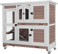 Aivituvin Rabbit Hutch Indoor Bunny Cage with Wheels Outdoor Rabbit Cage Two Story Guinea Pig Cage with No Leak Tray 47 inch