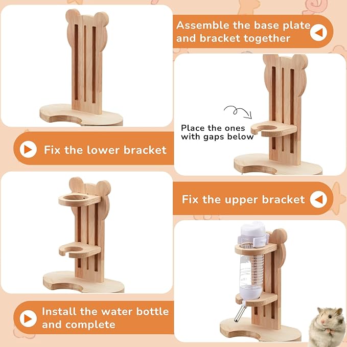 18 Pcs Hamster Toys Set, 10 Kinds Small Animal Chewing Toys, Maze Wood House, Silent Exercise Running Wheels and Water Bottle Set for Hamster Habitat Rat Cage Accessories(Mixed Play Style)