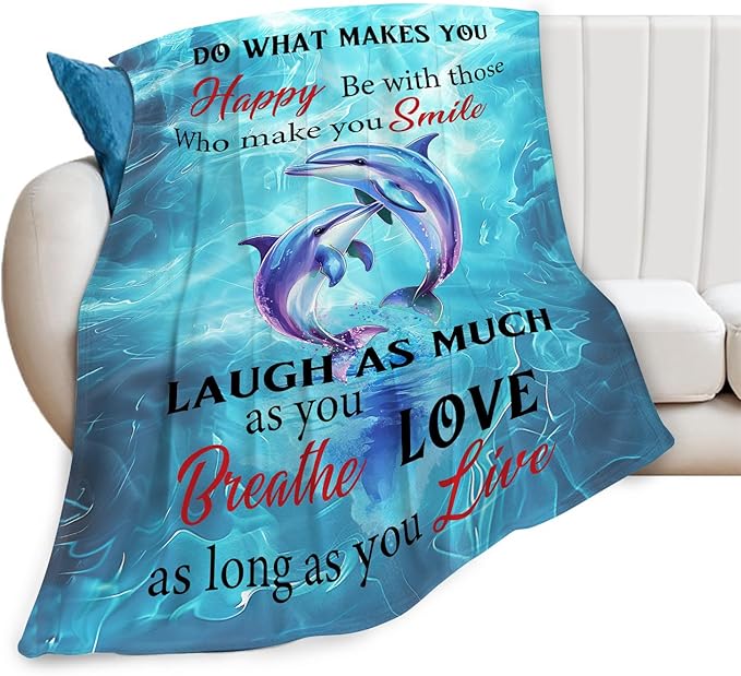 Dolphin Throw Blanket Dolphin Stuff Gifts for Kids Girls Boys Adults Women Man Soft Cozy Warm Plush Fluffy Fuzzy Fleece Blanket Decor 40''X50''