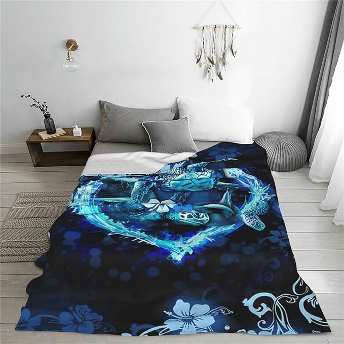 banonaty Turtle Blanket Sea Turtle Throw Blanket Cozy Fleece Flannel Plush Bedding Quilt Sea Turtle Gifts for Women Men Boys Girls Adult for Couch Sofa Bed Decor 50"X60"