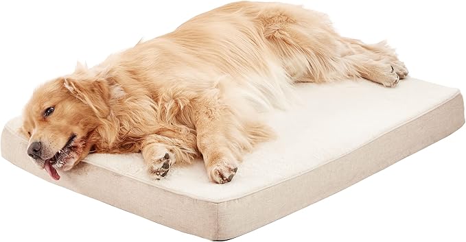 WATANIYA PET Extra Large Dog Bed, Cooling Dog Beds for Large Dogs, Washable Orthopedic Pet Bed for Crate with Joint Relief Memory Foam, Waterproof Liner and Plush Cover (41"x 29", Beige)