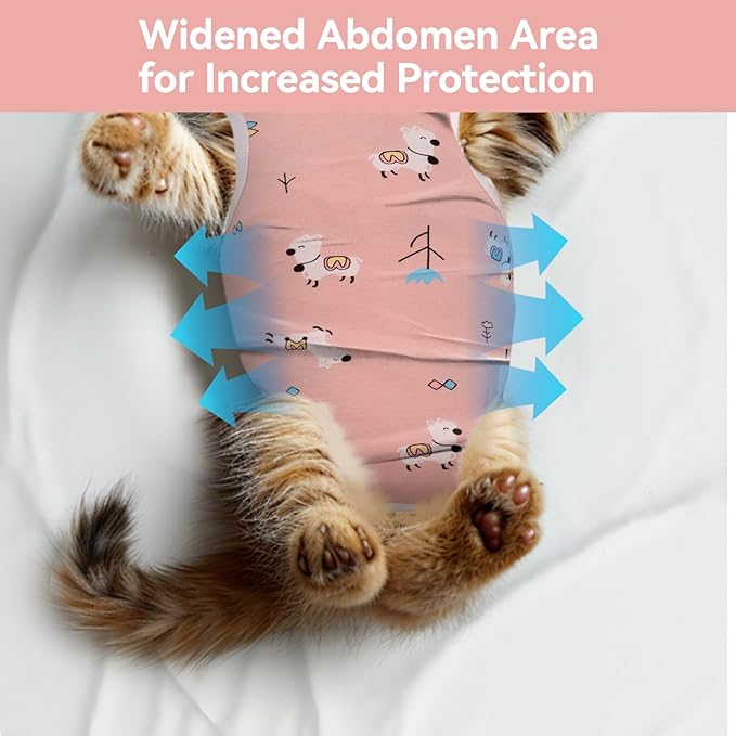 3 PCS Cat Recovery Suit for Spay Abdominal Wounds Female, Cat Onesie for Cats After Surgery, Pet Surgery Recovery Suit Kitten Onesie for Cats Anti Licking (Pure, Large)