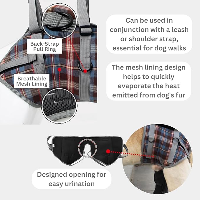 Dog Front/Hind Legs Lift Sling, Mobility Aid Assistance Hip/Joint Support Recovery for Senior Disabled Injured Dog Harness (red hindleg,Small)