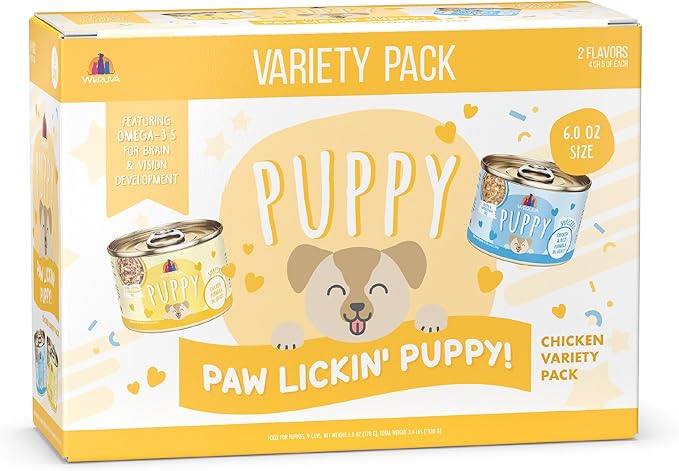 Weruva Puppy Food, Paw Lickin' Puppy Variety Pack, 6oz Can, Pack of 9