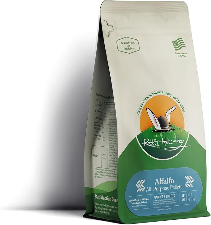 Rabbit Hole Hay - All Natural Alfalfa Pellets for Small Pets - 10 lb Box - No Harmful Fillers