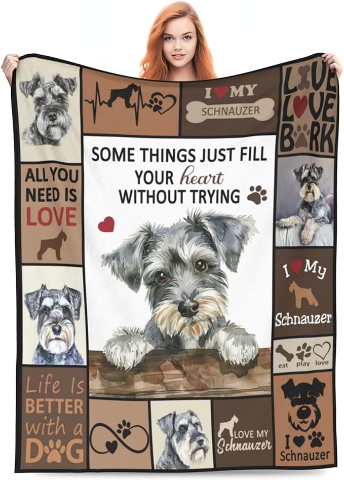 banonaty Schnauzer Blanket Dog Throw Blanket Cozy Fleece Flannel Plush Bedding Schnauzer Gifts for Women Men Boys Girls Adult for Couch Sofa Bed Decor 60"X80"