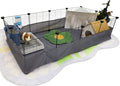 CHEGRON Portable Guinea Pig Cages with Liner & C&C Grids Rabbit Cages Small Animal Cage PVC Bottom Small Animal Playpen for Rabbit Bunny Hedgehog Chinchilla 12PCS Metal Grids 48"x24"x12"
