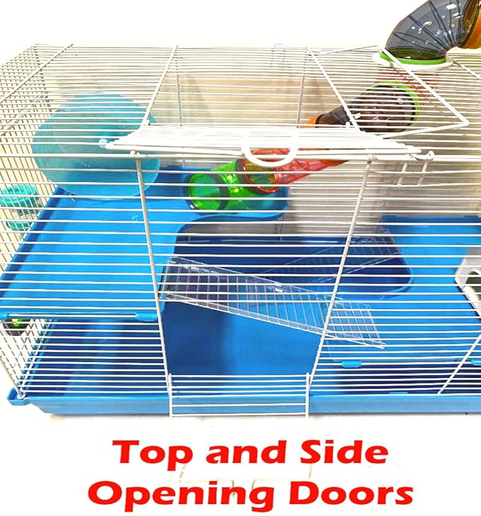 Large 3-Levels Dwarf Hamster Expandable and Customizable Habitat House Cage for Rodent Gerbil Mouse Mice Rat with Crossover Tube Tunnel