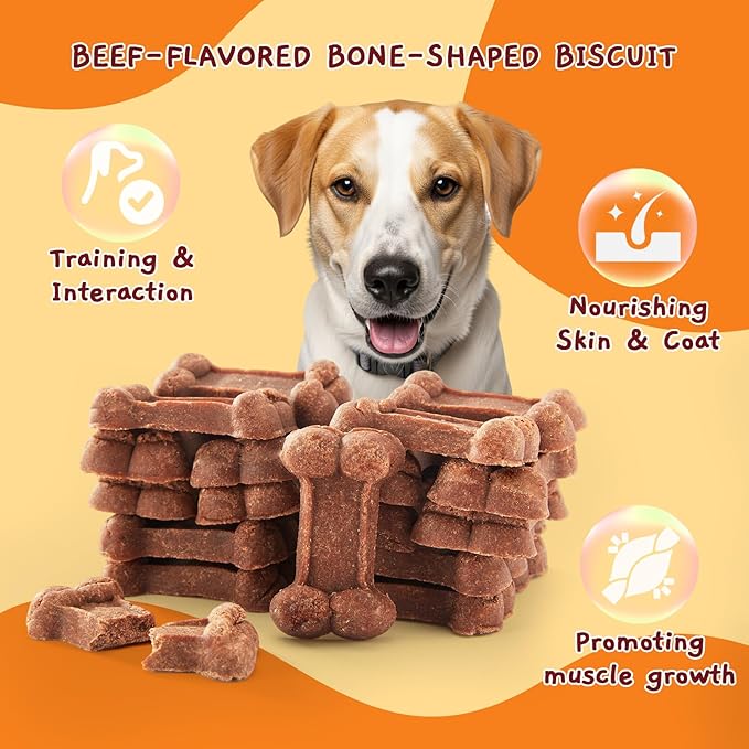 Jungle Calling 48 Ct. Senior Dog Soft Treats, Easy to Chew Beef-Flavored Biscuits for Training, Natural Digestive Support & Plant-Based Protein