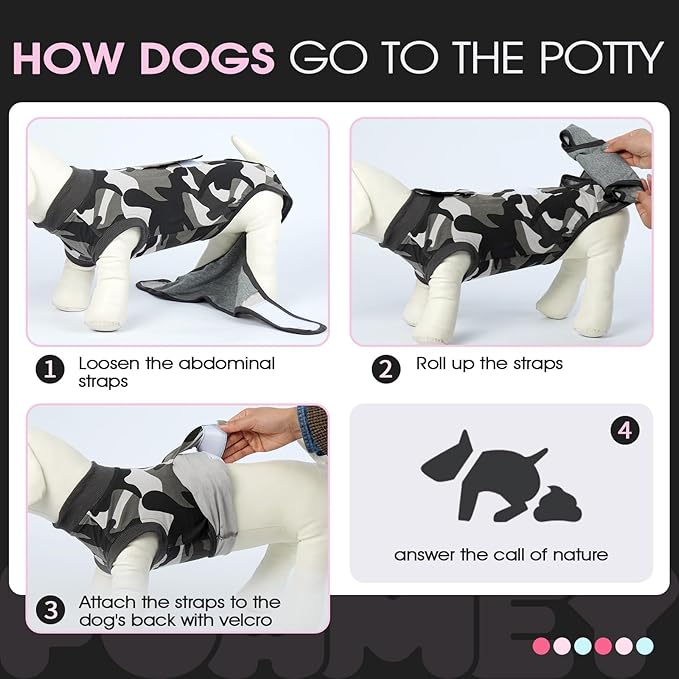 FUAMEY Dog Recovery Suit Male,Dogs Surgery Neuter Suits Puppy Spay Shirts for Female Protect Dog's Skin Anti Licking Abdominal Wounds Doggie Onesie Pet Bodysuit Alternative to Cone Grey Camouflage S