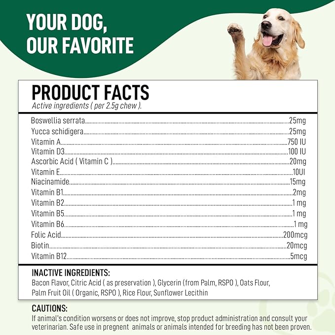 14-in-1 Multivitamin for Dogs – 120 Bacon Soft Chews | Daily Vitamins with Joint Support, Immune Health, Skin & Coat | A, D3, E, C & B-Complex | All Breeds & Ages