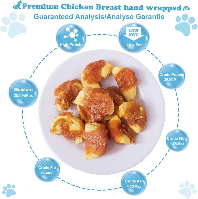 Chicken Wrapped Apple Dog Treats with Real Chicken and Apple, Soft and Chewy Training Snacks for All Dog Sizes, 0.5lb/227g