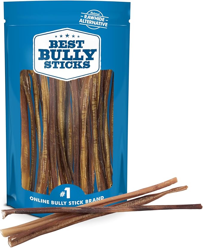 Best Bully Sticks 12 Inch Bully Sticks for Dogs - 25 Count (Pack of 1) - Natural, Easily Digestible, Grass-Fed, Grain and Rawhide Free