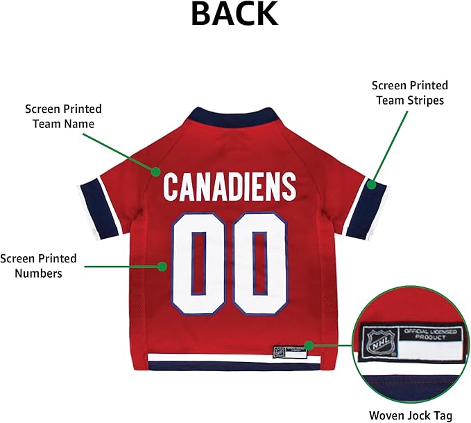 NHL Montreal Canadiens Jersey for Dogs & Cats, X-Small. - Let Your Pet Be A Real NHL Fan!