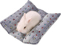 16 x 14 in Bunny Bolster Bed for Rabbits Cats Dogs and Other Small Pets, Reversible Fleece Flop Bedding with Padded Sides