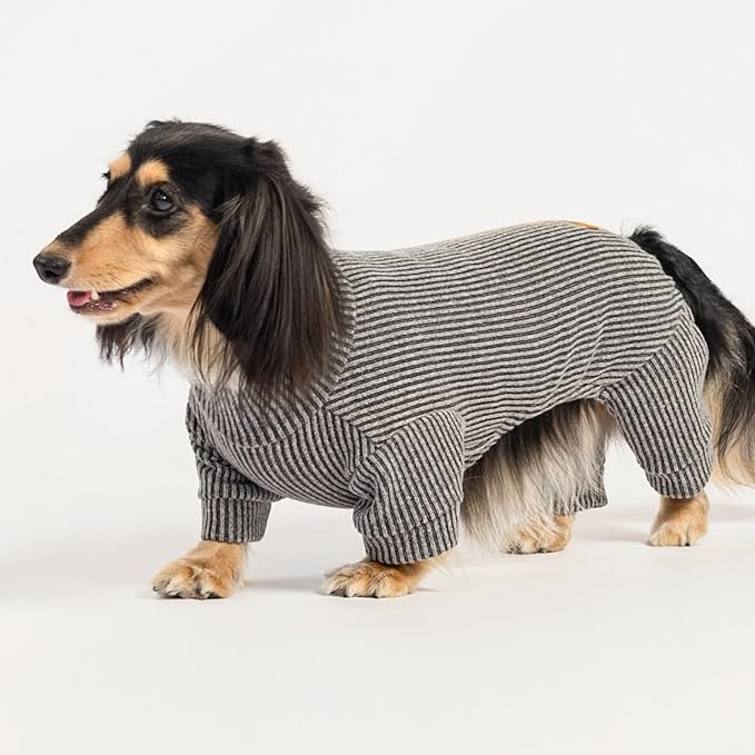 Fitwarm Mock Neck Knitted Dog Pajamas, Warm Winter Clothes for Small Dogs Boy Girl, Pet Pjs, Grey, XS
