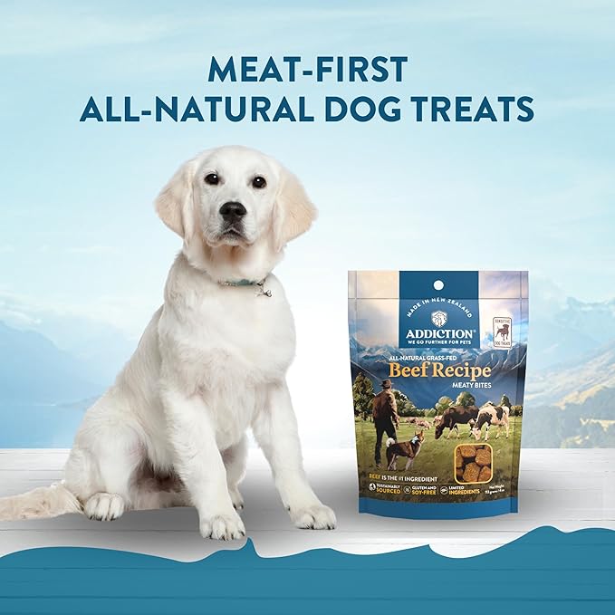 Addiction Meaty Bites - Hypoallergenic Dog Treats - Made in New Zealand - High Meat Content - Gluten and Grain-Free - Soft and Allergy Friendly Dog Treats (Beef, 4 Ounces - 3 Packs)