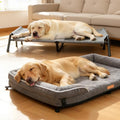 Lekereise Outdoor Elevated Dog Bed,Raised Dog Beds for Large Dogs, Washable Dog Cot with Headrest Sides, Non-Skid Feet,Breathable Mesh,Cooling Pet Beds for Indoor or Camping