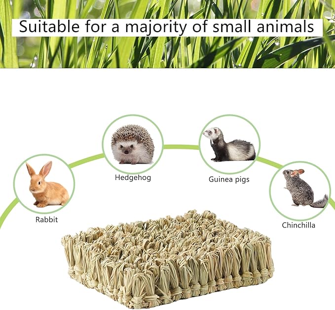 Rabbit Grass Bed Timothy Hay Bunny Mat – Natural Chewable Pet Nest for Rabbits, Guinea Pigs, Hamsters – Safe, Organic