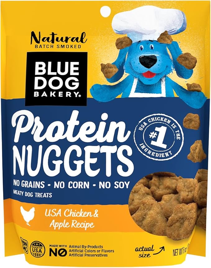 Blue Dog Bakery Protein Jerky Nuggets, Made w/Real Chicken & Apples, USA Chicken #1 Ingredient, Healthy Dog Treats, All Natural, 6 oz (Pack of 1)