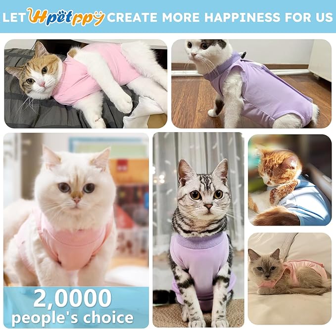 Hpetppy Cat Surgery Recovery Suit, Recovery Suit for Female Male Cats, Cat Onesie After Surgery Spay Neuter, Anti-Licking Kitten Surgical Clothes, Bodysuit for Abdominal Wounds Skin Disease Blue M