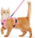 Cat Harness and Leash for Walking Escape Proof Soft Adjustable Cat Leash Breathable Comfortable Vest Easy to Wear Kitten Harness for Outdoor Travel (Pink, S (7-12lb))