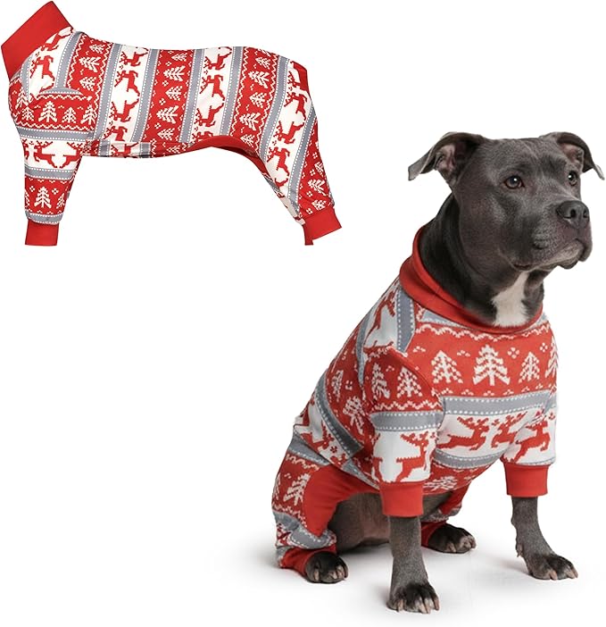 Spark Paws Dog Christmas Pajama, Dog Recovery Suit Male, Onesie, Ultra-Soft and 4-Way Stretch, for Small Medium and Large Breeds - Winter Wonderland - 3XL