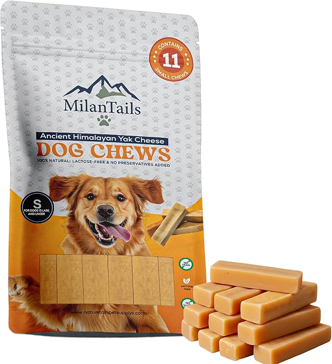 Premium Gold Yak Cheese Himalayan Dog Chews, Dog Treats for Dogs, All Natural, High Protein, for Aggressive Chewers - 1 LB Bag (Small, 11 Pack)