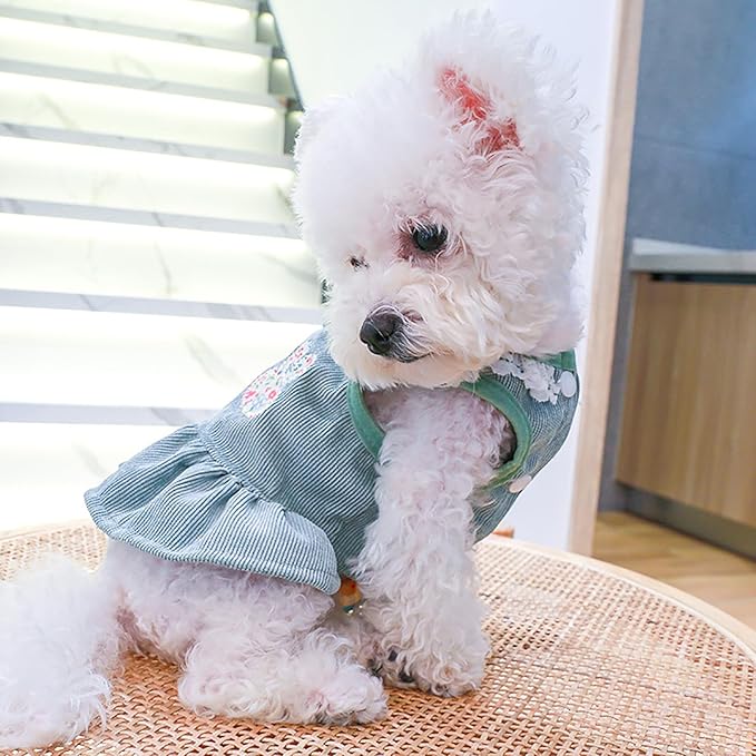 Dog Dresses for Small Dogs Girl Summer Puppy Cute Clothes Outfit Apparel Female Suspender Skirt Pup Yorkie Clothing Breathable Pet Dress for French Dogs Chihuahua