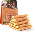 Dog Treats Pumpkin Biscuits Chicken Jerky Wrapped, Low Fat Rawhide Free Healthy Dog Chew Training Treats, High Fiber Pumpkin Biscuits Dog Snacks, for Small Medium Large Dogs 10.6 oz