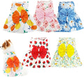 5 Pcs Dog Dresses Floral Puppy Cat Pet Dresses Dog Bowknot Dresses for Medium Dogs Girls Puppy Summer Floral Skirts Outfits Cute Princess Pet Dress for Female Yorkie Cats Dogs Pets