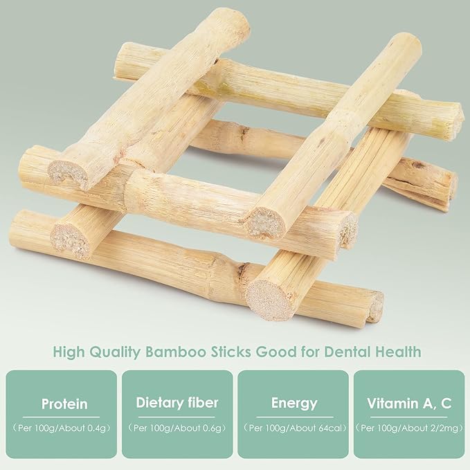 Bissap Rabbit Chew Sticks, Bunny Molar Timothy Hay Treats Bamboo Sticks for Small Animals Hamsters Chinchillas Guinea Pigs Squirrels Natural Teeth Grinding Chewing Toys