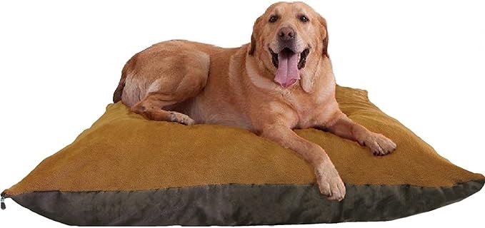 55"X47" XXXL Sudan Brown Jumbo Orthopedic Micro Cushion Memory Foam Pet Bed Pillow for XLarge Dog with 2 External Covers + Waterproof Internal Cover