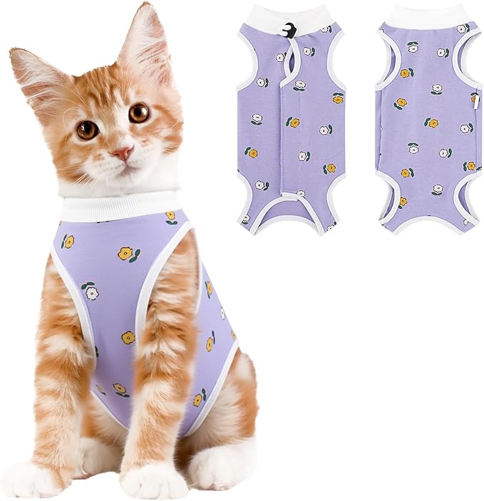 Coppthinktu Cat Recovery Suit Female, Breathable Cat Onesie After Surgery Female for Abdominal Wounds or Skin Diseases, Surgery Recovery Suit Kitten Surgical Onesie After Spay Wear Anti Licking
