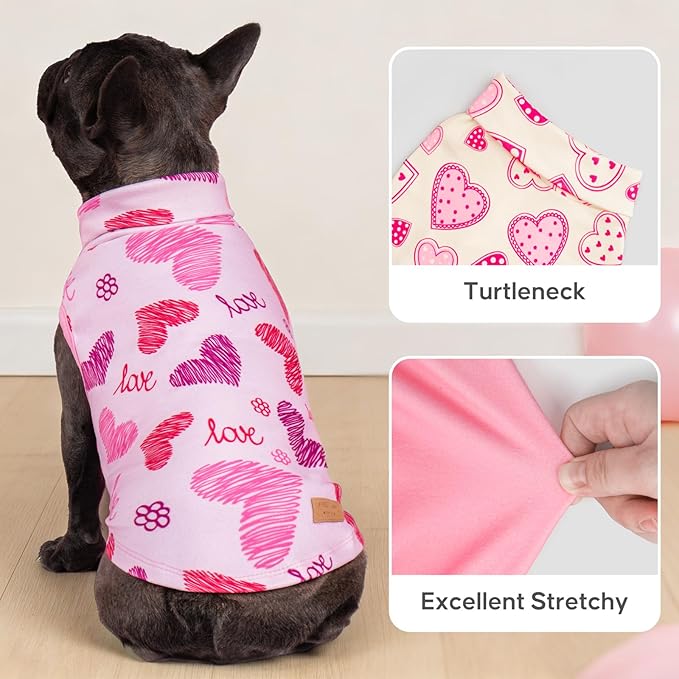 KYEESE 3Pack Valentines Dog Sweater, Stretchy Dogs Sweater Medium Size Dog, Warm Medium Pet Sweaters, Soft Large Pet Sweaters, Turtleneck Pets Clothes for Large Dogs, Comfy Pets Shirt Vest, 2XL