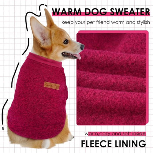 2 Pcs Dog Sweaters for Small Dogs Girl Boy Winter Fleece Clothes Warm Soft Dog Sweatshirt Outfit for Dogs Cats Pet Apparel