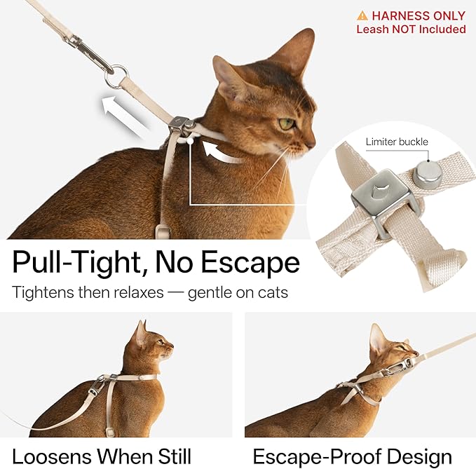 Escape Proof Cat Harness Anti-Choke Quick Release Adjustable QR Code Soft Nylon Durable Lightweight Figure 8 Cat Harness Anti Escape for Kitten Small Medium Large Cats (Sierra Blue, M)