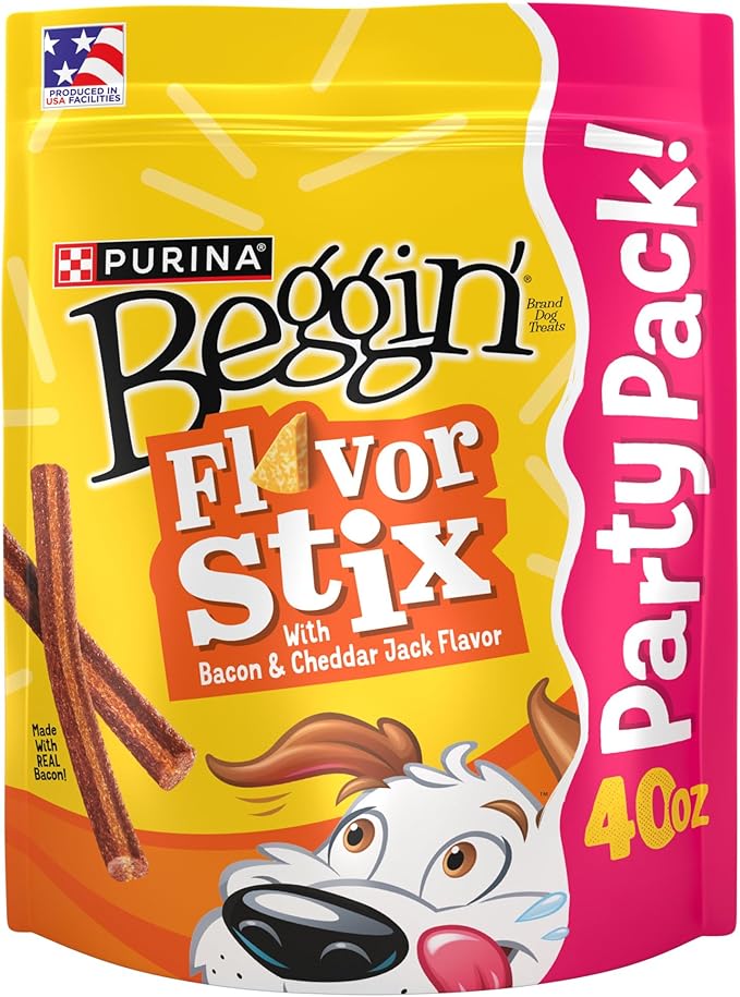 Beggin’ Flavor Stix Treats for Dogs with Bacon and Cheddar Jack Flavor - 40 oz. Pouch