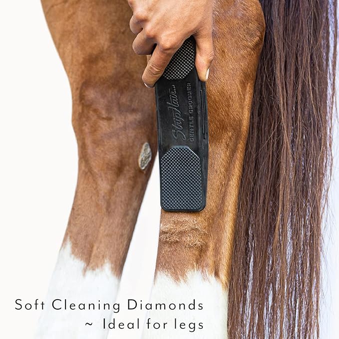 StripHair Gentle Groomer - Original for Horses Dogs 6-in-1 Shedding Grooming Massage Tool (Black)