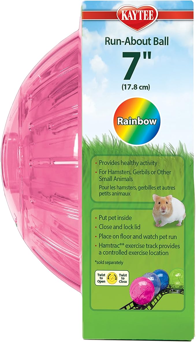 Kaytee 7" Assorted Color Run-About Exercise Ball for Pet Hamsters & Gerbils (Pack of 2)