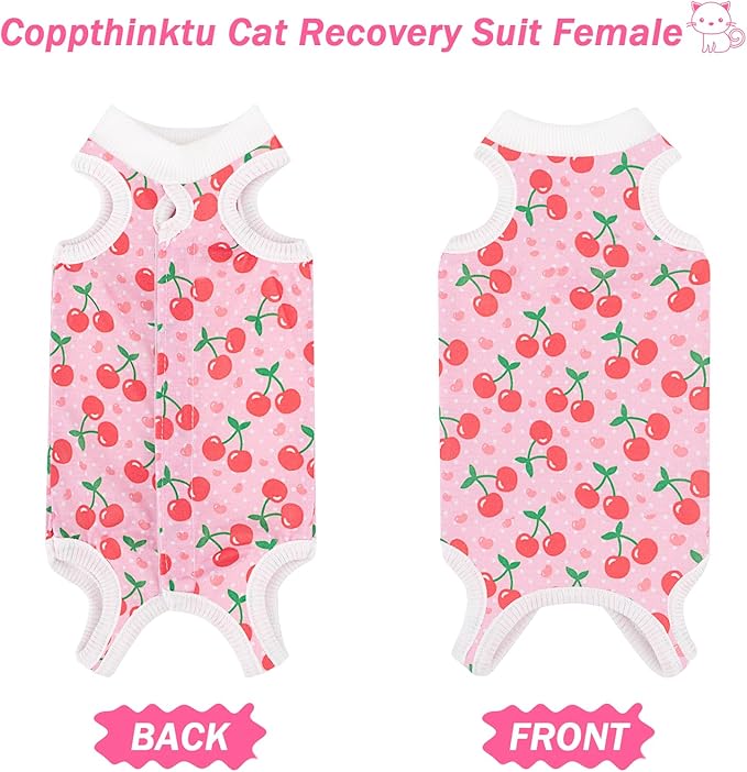 Coppthinktu Cat Recovery Suit Female Cats Onesie for Cats, Breathable Cat Surgery Suit for Surgical Abdominal Wounds Skin Diseases, Cute Kitten Spay Recovery Suit E-Collar Alternative Anti Licking