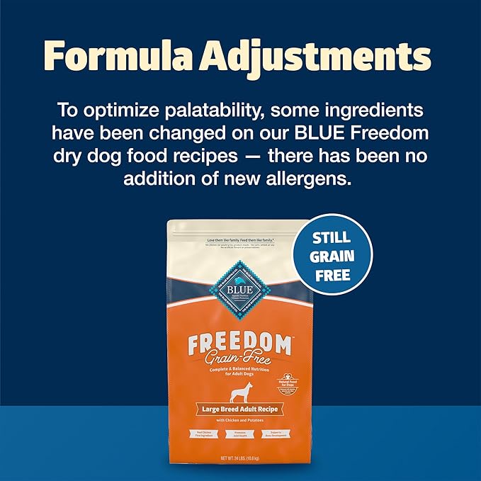 Blue Buffalo Freedom Grain-Free Large Breed Dry Dog Food, Supports Joint Health & Mobility, Made in the USA with Natural Ingredients, Chicken & Potatoes, 24-lb Bag